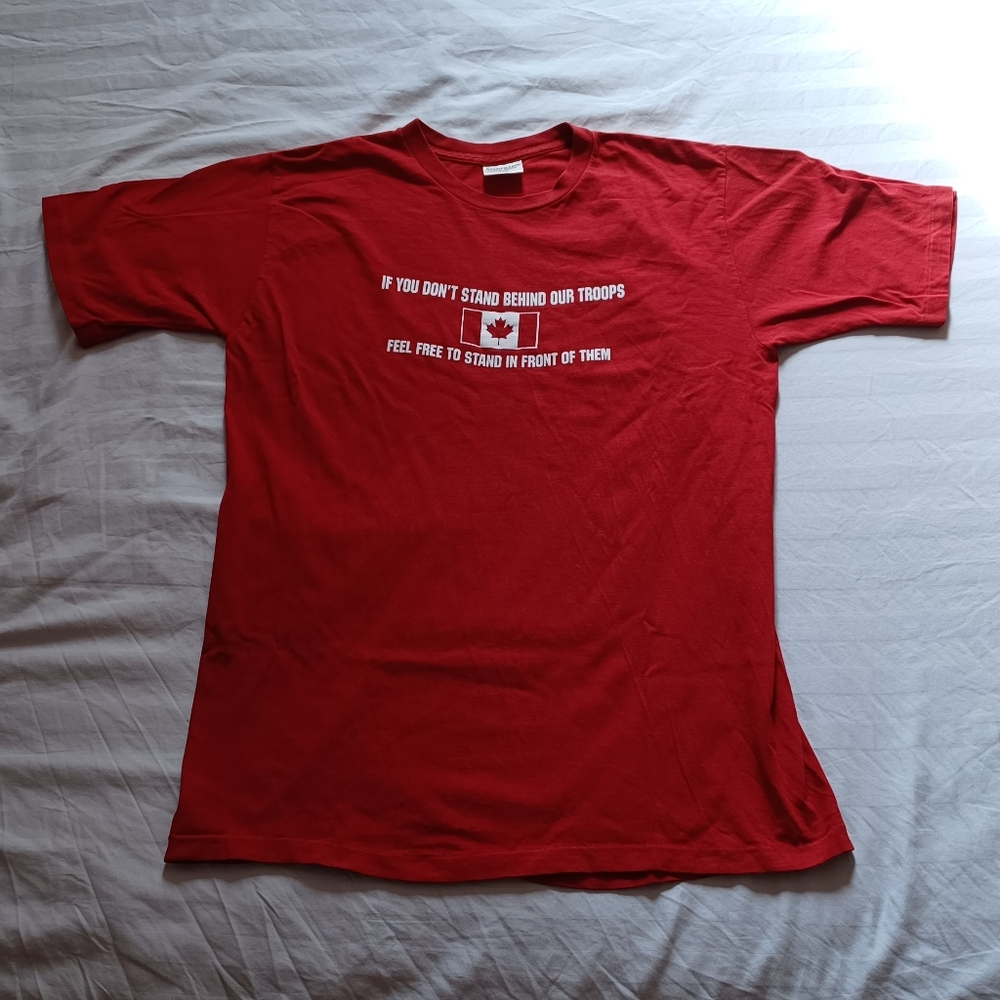 1990s "If You Don't Stand Behind Our Troops" Single Stitch Red T-Shirt Adult L